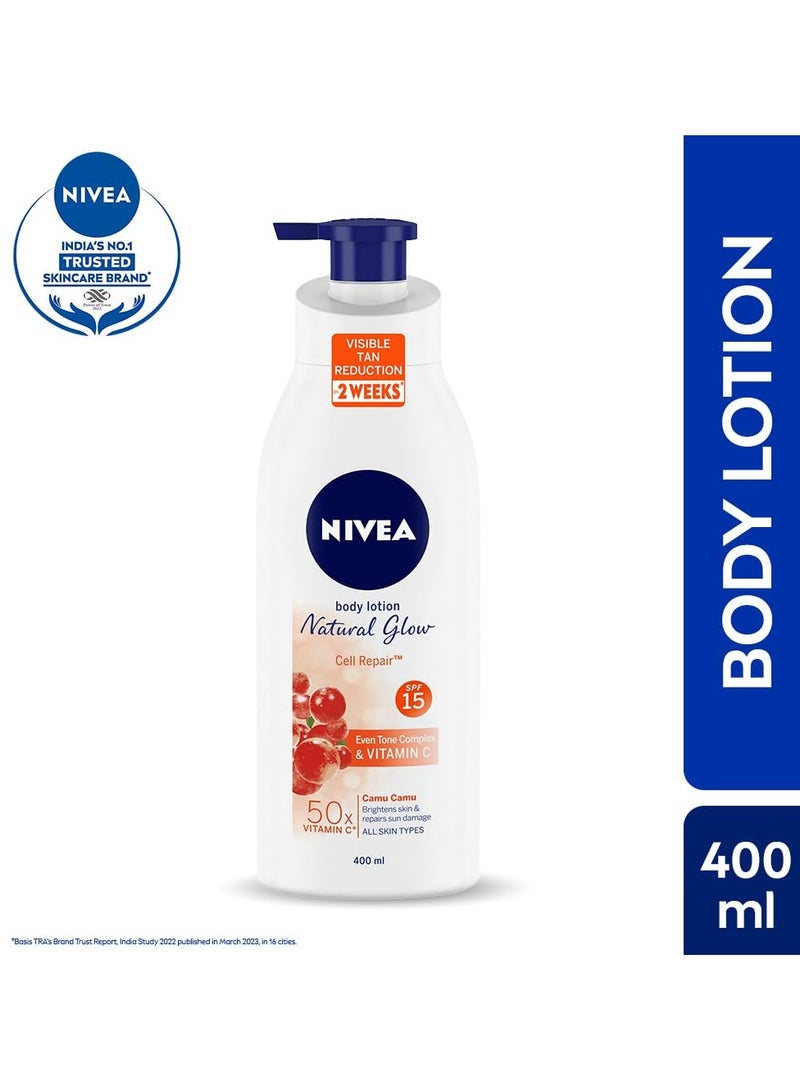 Nivea NIVEA Body Lotion Natural Glow Cell Repair Spf 15 and 50X Vitamin C 400ml  - Image 2