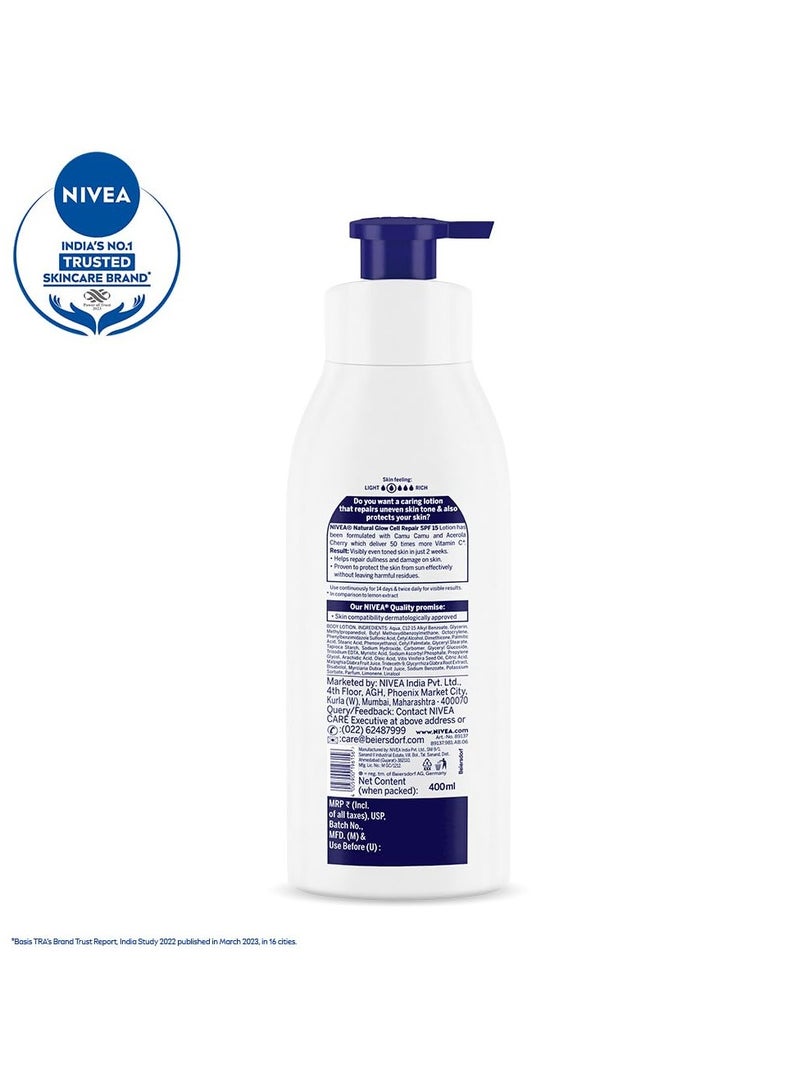 Nivea NIVEA Body Lotion Natural Glow Cell Repair Spf 15 and 50X Vitamin C 400ml  - Image 3