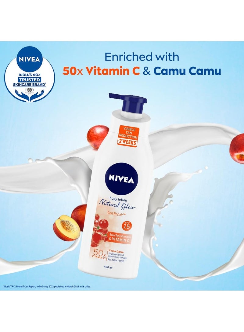 Nivea NIVEA Body Lotion Natural Glow Cell Repair Spf 15 and 50X Vitamin C 400ml  - Image 4