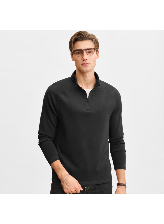 Judger Zhuangji Men's Soft Cashmere Stretch Comfortable Stand Collar Half-zip Commuter Casual Skin-friendly Sweatshirt - Image 2