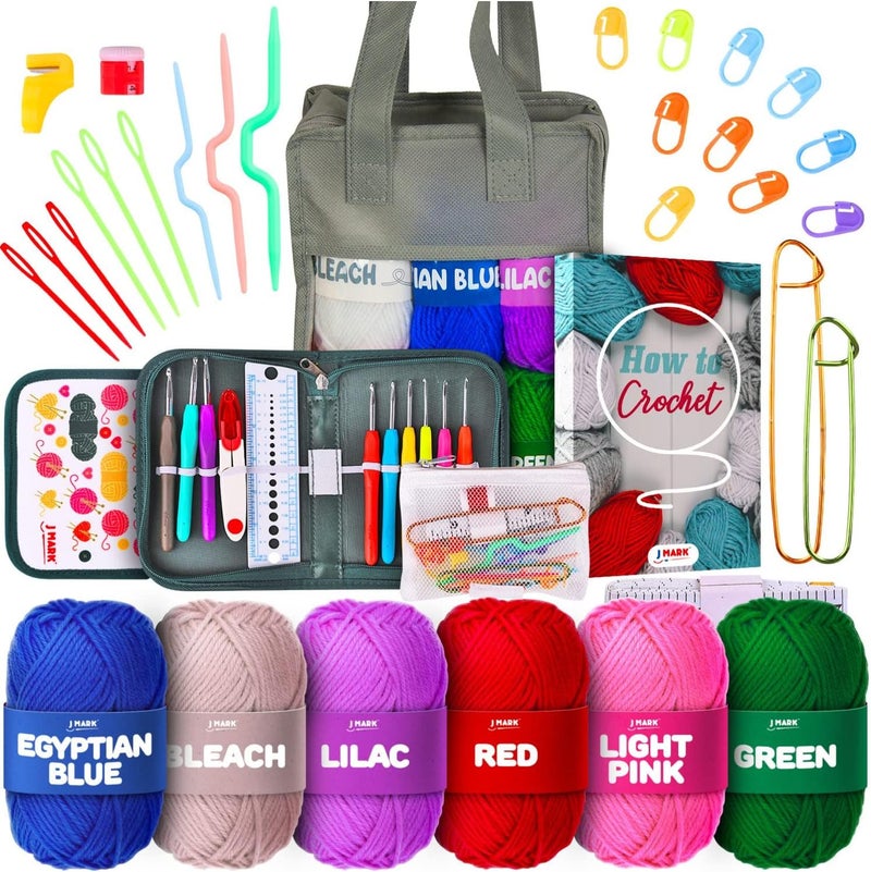 J MARK Crochet Kit for Beginners – Complete Crocheting Set with Acrylic Yarn and Accessories - Image 1