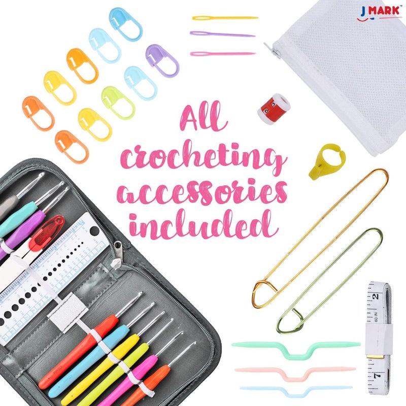 J MARK Crochet Kit for Beginners – Complete Crocheting Set with Acrylic Yarn and Accessories - Image 4
