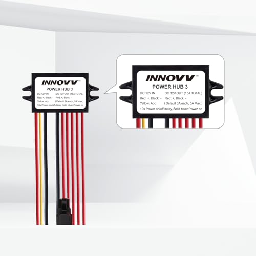 INNOVV Power Hub 3 Power Distribution System Kit, DC 12V 15A Motorcycle Power Distribution Hub, Connecting Up to 5 Devices Installed on The Motorcycle - Image 3