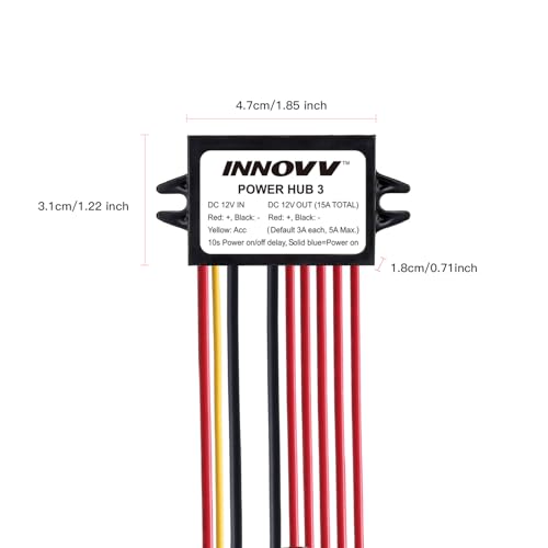 INNOVV Power Hub 3 Power Distribution System Kit, DC 12V 15A Motorcycle Power Distribution Hub, Connecting Up to 5 Devices Installed on The Motorcycle - Image 2