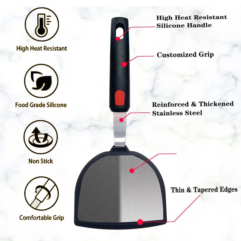 Contiup Silicone Fish Spatula Turner Half-Round Dense Spatulas Omelette Pancake Spatulas for Nonstick Cookware Egg 600Â°F Heat-Resistant - Image 3