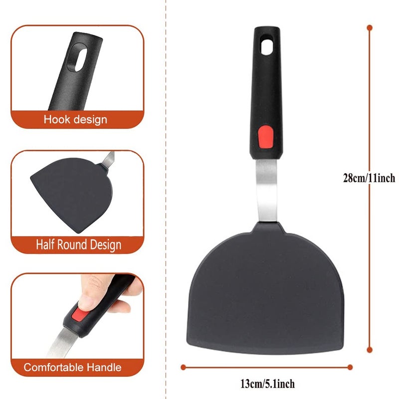 Contiup Silicone Fish Spatula Turner Half-Round Dense Spatulas Omelette Pancake Spatulas for Nonstick Cookware Egg 600Â°F Heat-Resistant - Image 2