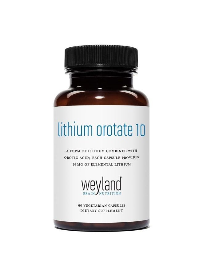 Weyland Brain Nutrition - : Lithium Orotate 10mg (1 Bottle), 60 Vegetarian Capsules, Lithium Supplement Supports Healthy Mood, Behavior, Memory and Wellness - Image 1