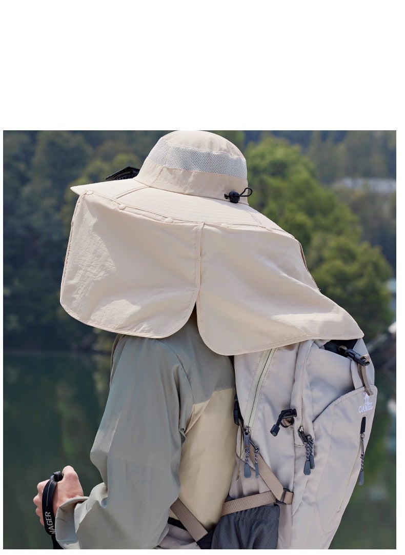 Loquat Solar Fan Hat Wide Brim Sun Hat Solar Fan Hat with Solar Fans Built in  Fishing Hat with Fan for Men Waterproof Outdoor Hiking Camping Fishing Hat Beige  - Image 2
