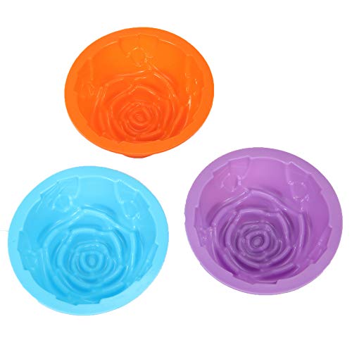 Clazkit Silicone Reusable Big Rose petal Muffin Moulds - Set of 8, Multicolor - Image 2