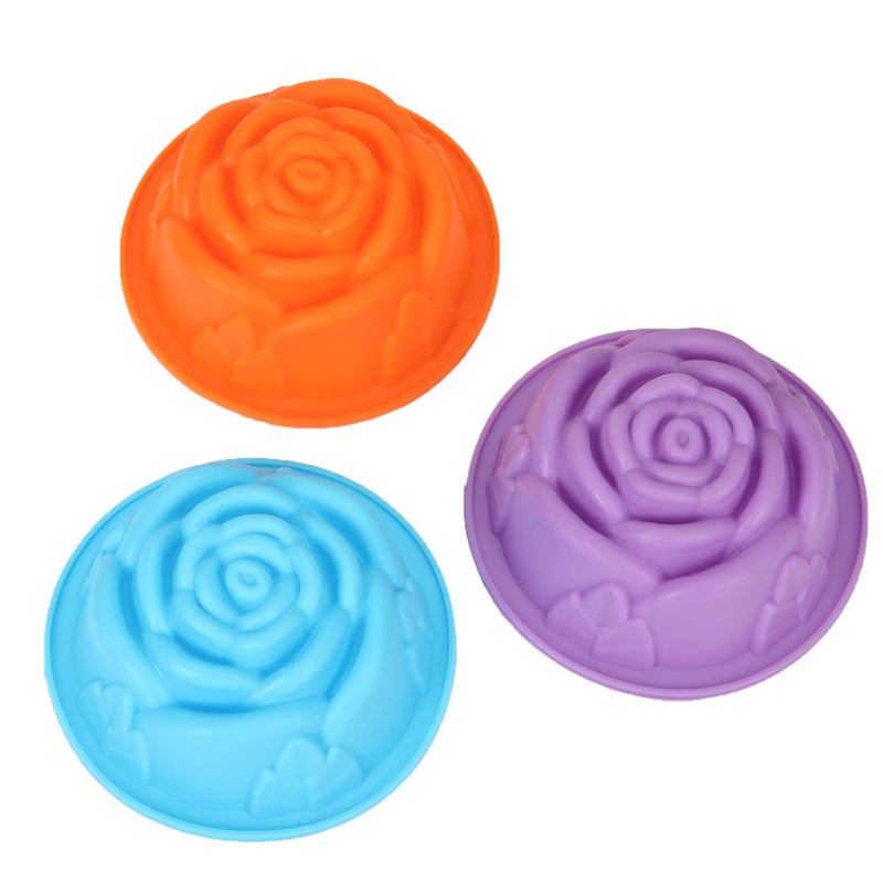 Clazkit Silicone Reusable Big Rose petal Muffin Moulds - Set of 8, Multicolor - Image 4