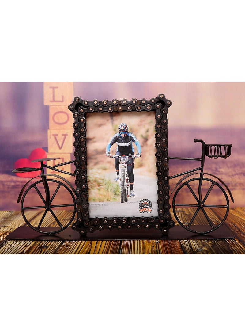 WHATS YOUR KICK Whats Your Kick Upcycled Bike Chain Photo Frame with Cycle Mid Night Copper Finish 