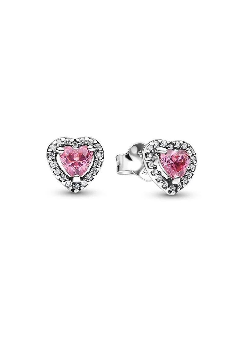 Elevated Pink Heart Stud Earrings
