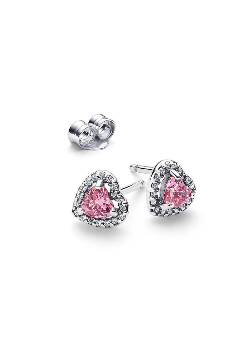 PANDORA Elevated Pink Heart Stud Earrings  - Image 2