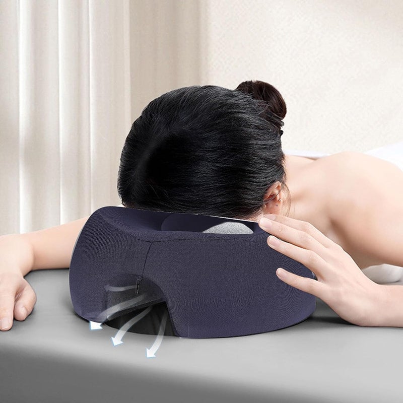 Ergonomic Zoned Face Down Cushion with Comfortable Memory Foam, Give You a Better Rest, Ventilation for Beauty Bed, Massage Bed (Navy Blue) - Image 4