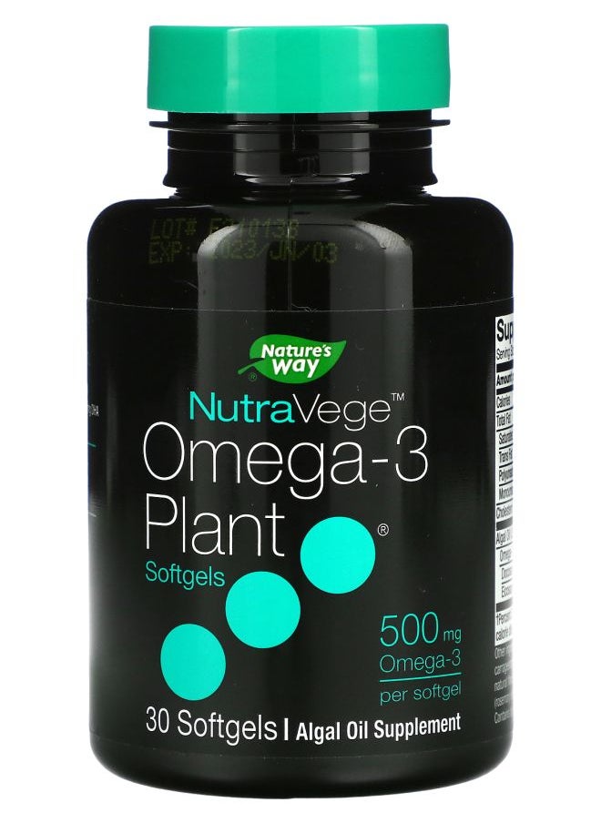 Nature's NutraVege Omega3 Plant 500 mg 30 Softgels 