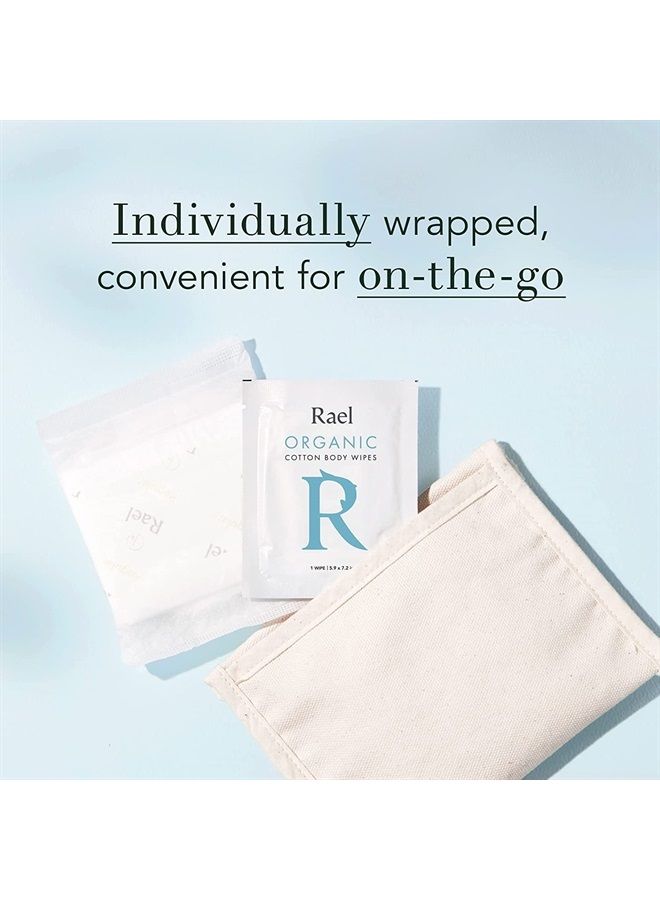 Rael مناديل الجسم، مناديل قطن عضوي للنساء - مناديل جسم غير معطرة، مغلفة بشكل فردي، لجميع أنواع البشرة، نباتية، خالية من القسوة (10 قطعة، عبوة من 4) - Image 4