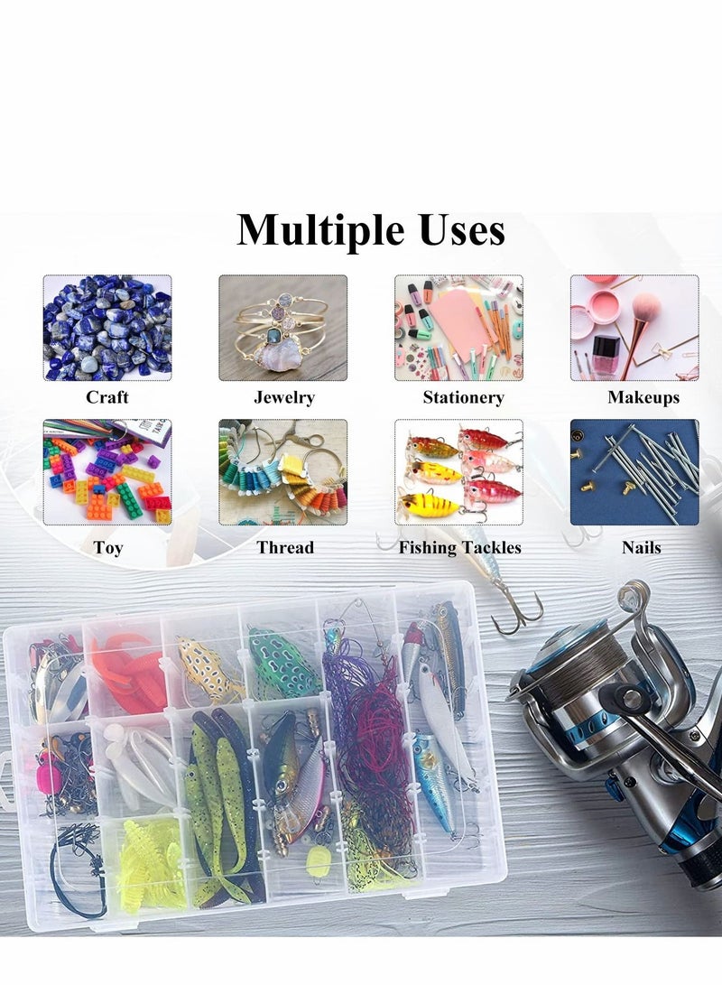 Excefore 36 Grids Clear Plastic Organizer Box with Adjustable Compartment Dividers, Jewlery Storage Bead Organizer Rock Collection Box for Fishing Tackles Washi Tapes Threads  - Image 4