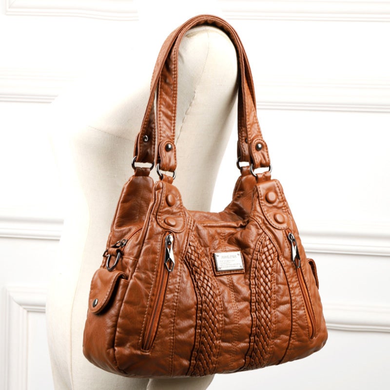 Washed pitot bag, large capacity versatile shoulder bag can be crossed - Image 4