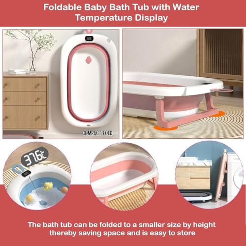 Safe-O-Kid Baby Bath Tub with 1-Year Warranty | Foldable & Portable | Travel-Friendly, Space-Saving Design | Easy to Store | Suitable for Newborns & Kids (0–5 Years) – Pink - Image 5