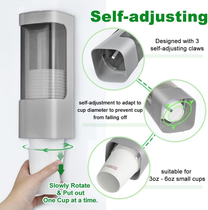 haqaf Cup Dispenser Wall Mounted Bathroom Cup Holder, 3oz-5oz Disposable Paper Cup Plastic Cup Dispenser, Water Cooler Dispenser Cup Holder with Paste Plate for Home Office Hospital Gym - Image 3