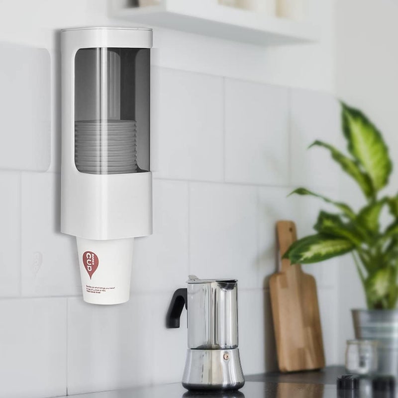 haqaf Cup Dispenser Wall Mounted Bathroom Cup Holder, 3oz-5oz Disposable Paper Cup Plastic Cup Dispenser, Water Cooler Dispenser Cup Holder with Paste Plate for Home Office Hospital Gym - Image 5