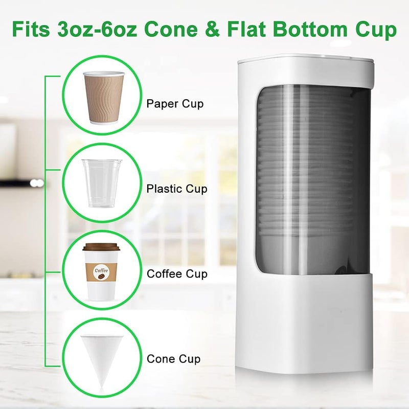 haqaf Cup Dispenser Wall Mounted Bathroom Cup Holder, 3oz-5oz Disposable Paper Cup Plastic Cup Dispenser, Water Cooler Dispenser Cup Holder with Paste Plate for Home Office Hospital Gym - Image 1