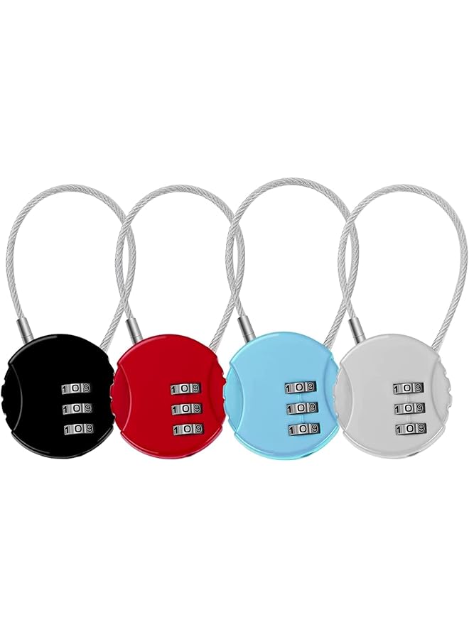 PROMASS PROMASS 4 Pcs Combination Lock, 3 Digit Combination Padlock Code Lock, with Wire Rope Outdoor Waterproof Padlock for Backpack Suitcase School Gym Locker, Sports Locker, Fence, Toolbox, Case  - Image 1