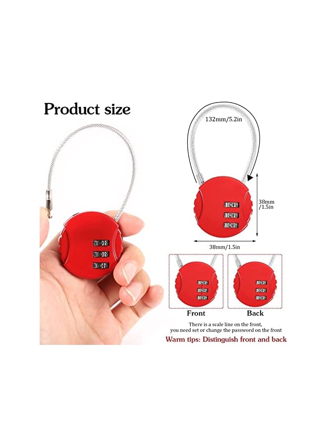 PROMASS PROMASS 4 Pcs Combination Lock, 3 Digit Combination Padlock Code Lock, with Wire Rope Outdoor Waterproof Padlock for Backpack Suitcase School Gym Locker, Sports Locker, Fence, Toolbox, Case  - Image 3