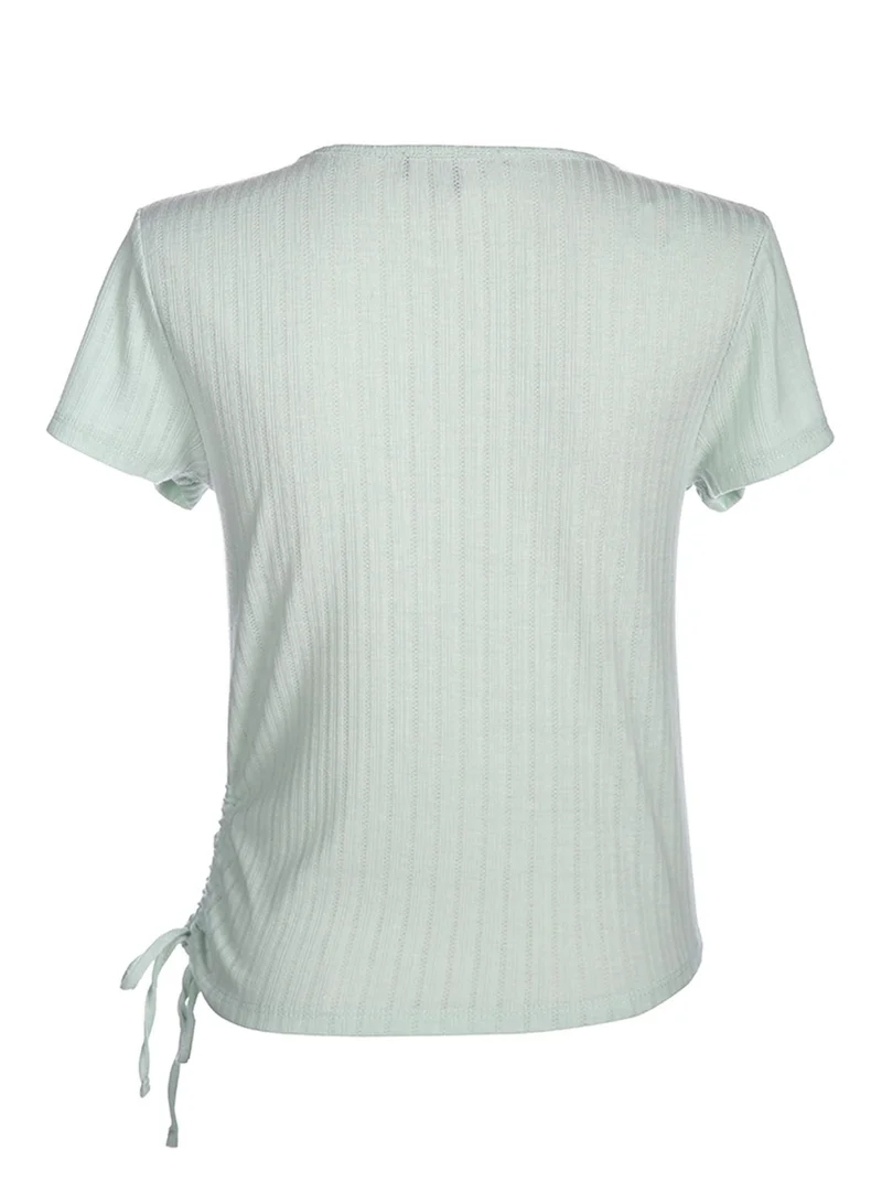 London Rag  Green Solid Rib Knit Wrap Top  | Best Price UAE