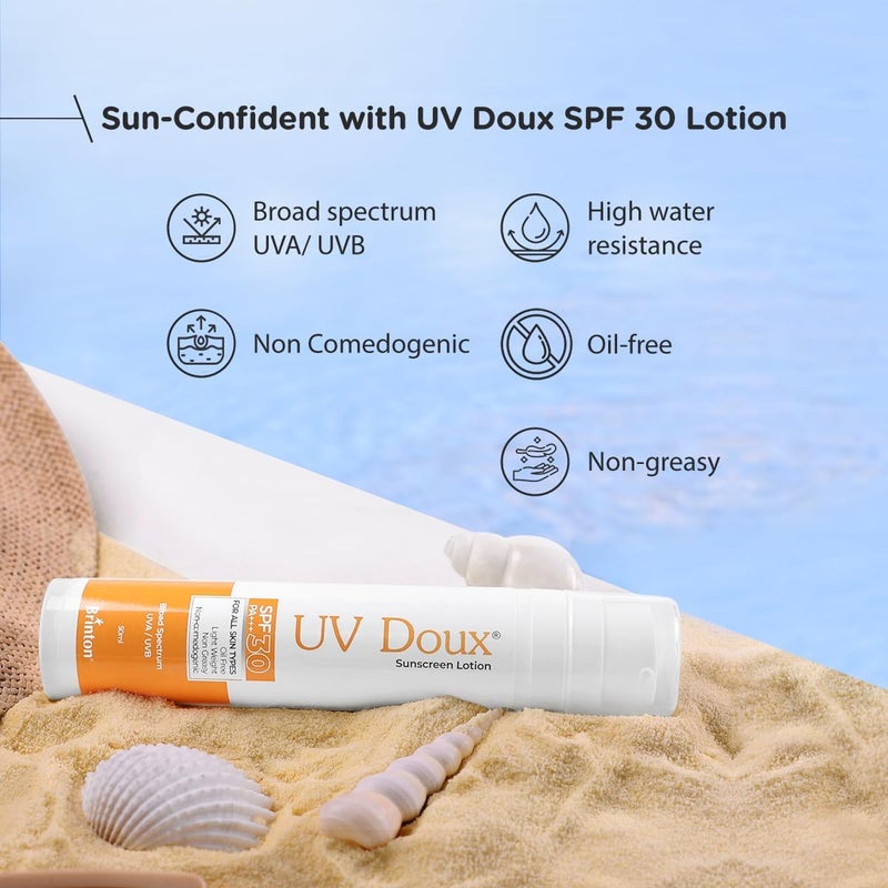 Brinton Brinton UvDoux Sunscreen Lotion with SPF 30 in Oil Free Formula Light Weight  Non Greasy SunscreenProtection against UVAUVB Rays 50 ML x Pack of 4 - Image 4