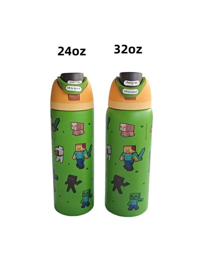 Owala Insulated Stainless Steel Water Bottle with Straw, BPA Free for Sports Travel School(Minecraft 32oz) - Image 2