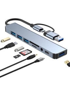 Generic USB and USB-C Hub Adapter 8-Port Type-C Transmission Information SD/TF Card Reader Supports Various Laptops, Desktops, Tablets and Phones  - Image 1