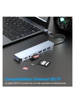 Generic USB and USB-C Hub Adapter 8-Port Type-C Transmission Information SD/TF Card Reader Supports Various Laptops, Desktops, Tablets and Phones  - Image 4