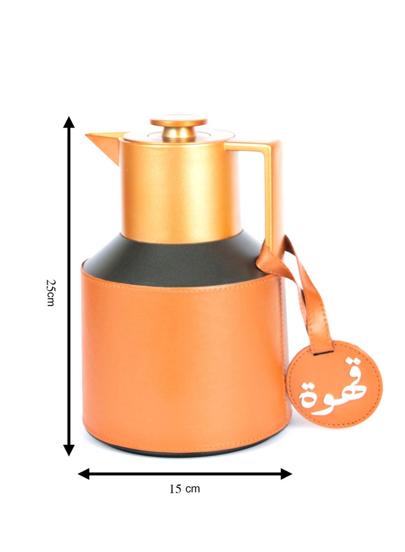 Lamsit Ibdaa لمسة ابداع قارورة قهوة حرارية | وعاء الشاي المفرغ | ترمس عازل للحرارة | 1.0 لتر دلة | إبريق عربي | إبريق دلة | إبريق الشاي | إبريق قهوة | مجموعة من 2 - Image 2