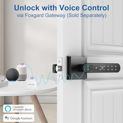 Foxgard Smart Fingerprint Door Lock:Fingerprint Door Knob-Biometric 5-in-1 Finger Print Door Lock-Thumb Print Door Knob for Bedroom-APP Control-Easy Installation–Square Black–1 Pack - Image 4