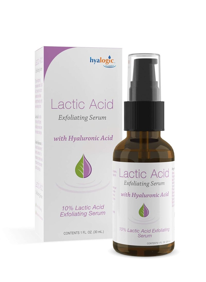 Hyalogic Hyalogic Lactic Acid 10 Serum for Face with Hyaluronic Acid  Essential Oils  NonAbrasive Face Exfoliant For Clearer  Radiant Skin 1 fl oz 