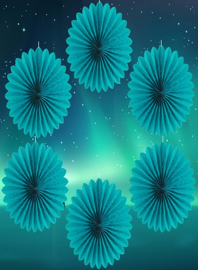 Easy Joy Teal Party Decorations Paper Fans Birthday Wedding Home Party Hanging Decoration, Set of 6 (14 Inches, Teal) - Image 3