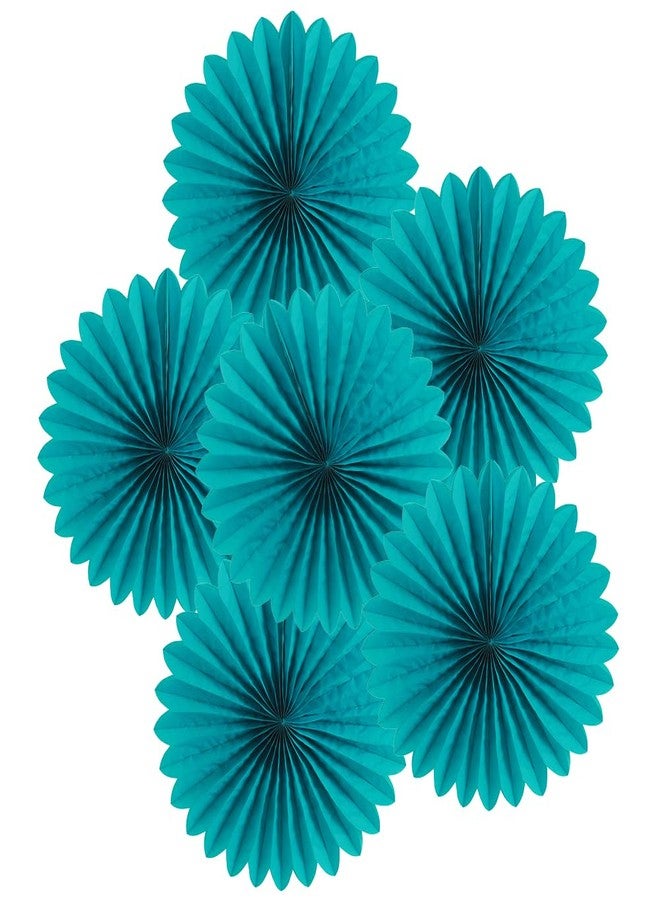 Easy Joy Teal Party Decorations Paper Fans Birthday Wedding Home Party Hanging Decoration, Set of 6 (14 Inches, Teal) - Image 1
