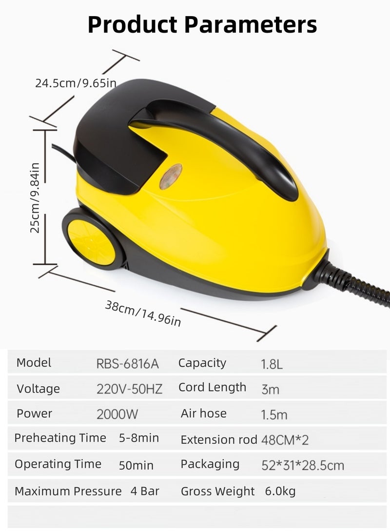 ESUPER Heavy-Duty Steam Cleaner, 50 Minute Runtime, 19 Accessories Steam Mop: Mop Head, Brushes, & More - Built for Home, Tile, Grout, Carpet, Furniture, & Personal Car Detailing - Image 2