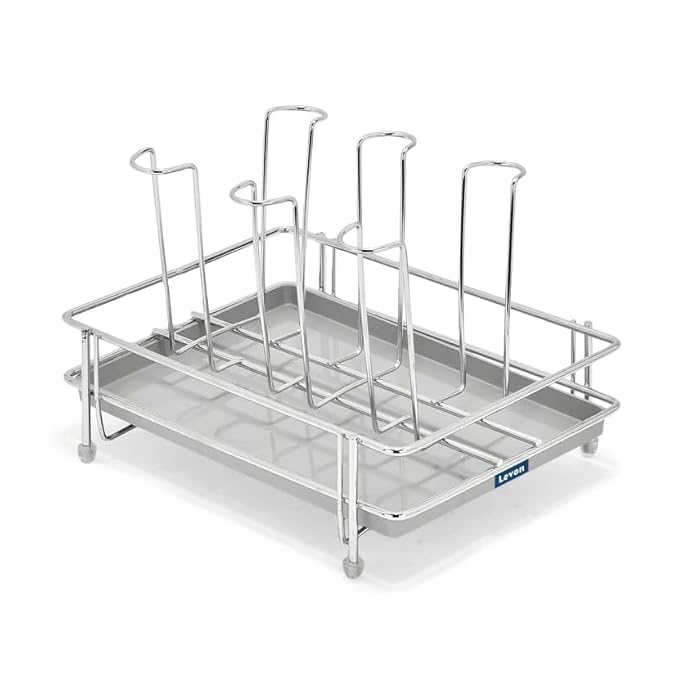 LEVON Stainless Steel Glass CountertopTiered Shelf Stand For 6 And 9 Glass/Glass Holder For Kitchen/Dining Table Glass Stand (6 Rack) - Image 5