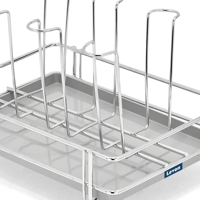 LEVON Stainless Steel Glass CountertopTiered Shelf Stand For 6 And 9 Glass/Glass Holder For Kitchen/Dining Table Glass Stand (6 Rack) - Image 4