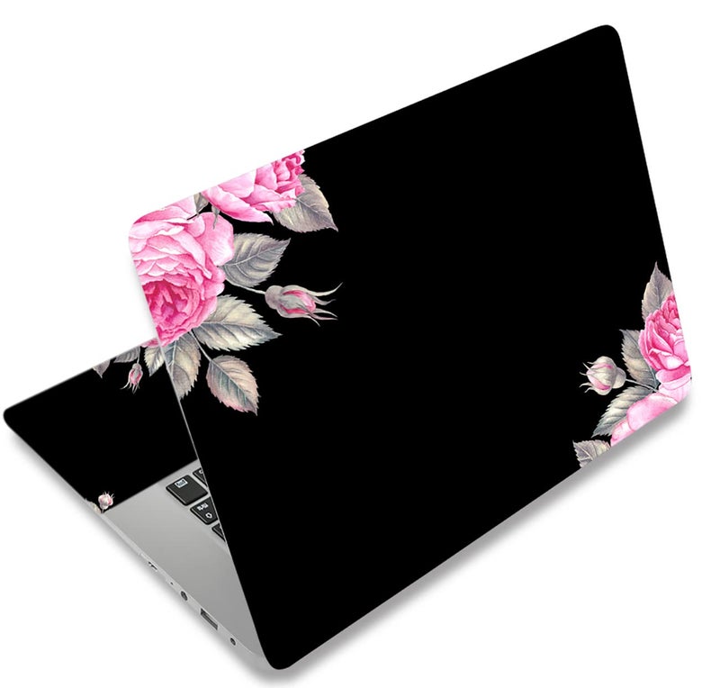 ICOLOR Black Flower 11.6 13 13.3 14 15 15.6 Inch Netbook Laptop Skin Sticker Reusable Protector Cover for Laptop Notebook FY-NEK-11 - Image 1