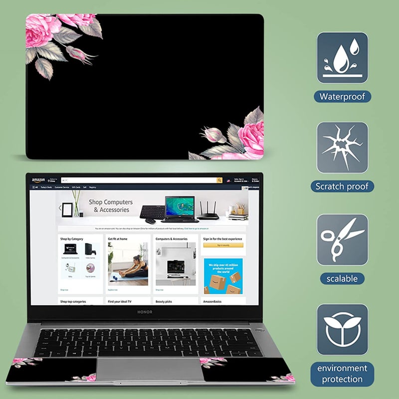 ICOLOR Black Flower 11.6 13 13.3 14 15 15.6 Inch Netbook Laptop Skin Sticker Reusable Protector Cover for Laptop Notebook FY-NEK-11 - Image 5