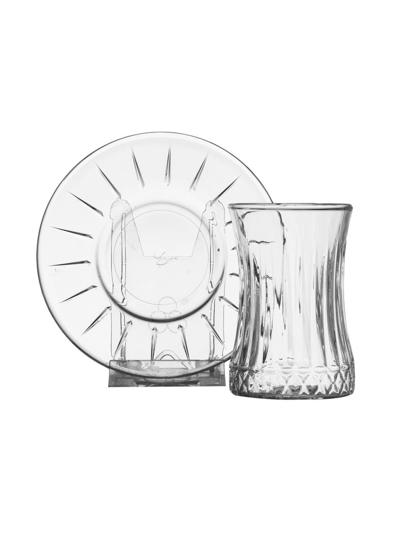 باساباش طقم كاسات شاي اليسيا من الزجاج 6 كاسات + 6 صحون - Image 4