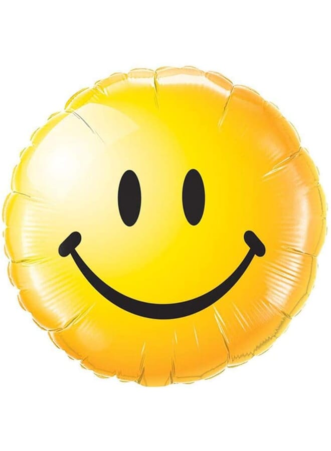 Party Time 1 Pc Yellow Smiley Face Foil Balloon 18 Inches - Image 1