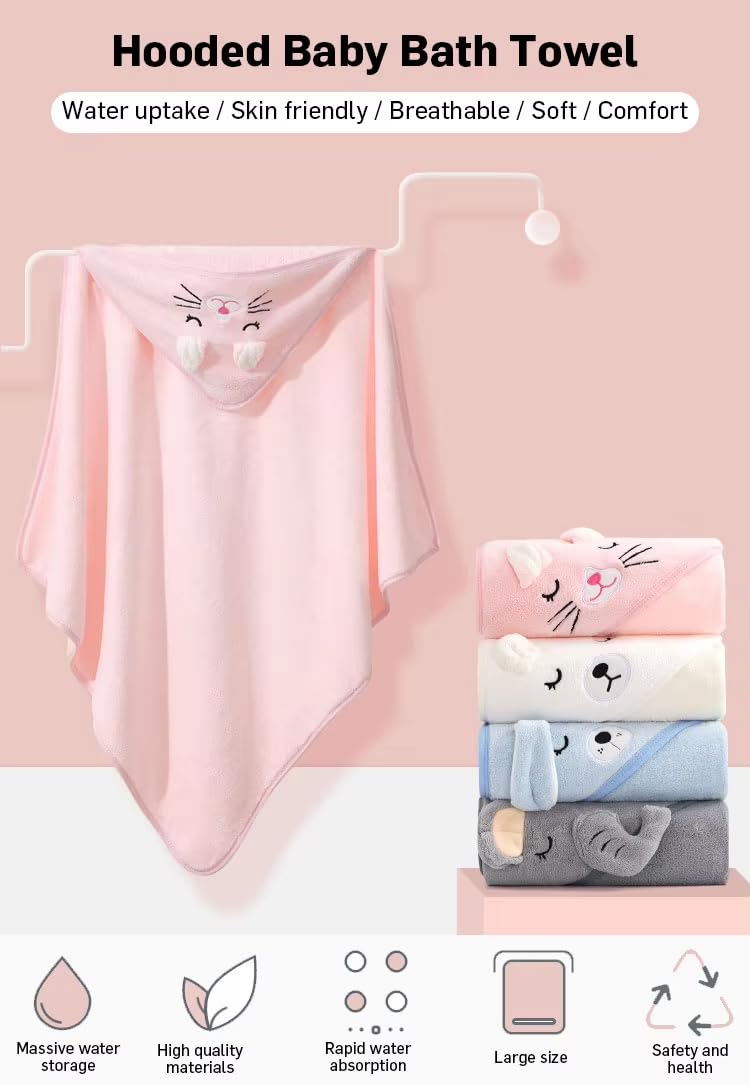 TERI BERI Baby Hooded Towel, Soft and Hypoallergenic Baby Bath Towels with Hood for Toddler Infant Newborn, Large and Absorbent Toddler Towels for Baby Boy Girl (31 x 31 inch) (Multicolor (Any one)) - Image 4