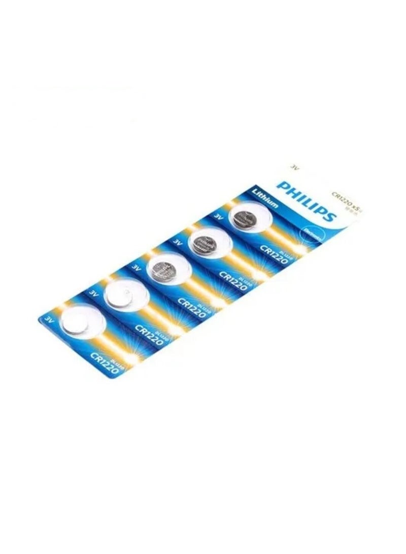 Philips 5-Pieces CR1220 Lithium Cell 3V Batteries Silver - Image 2