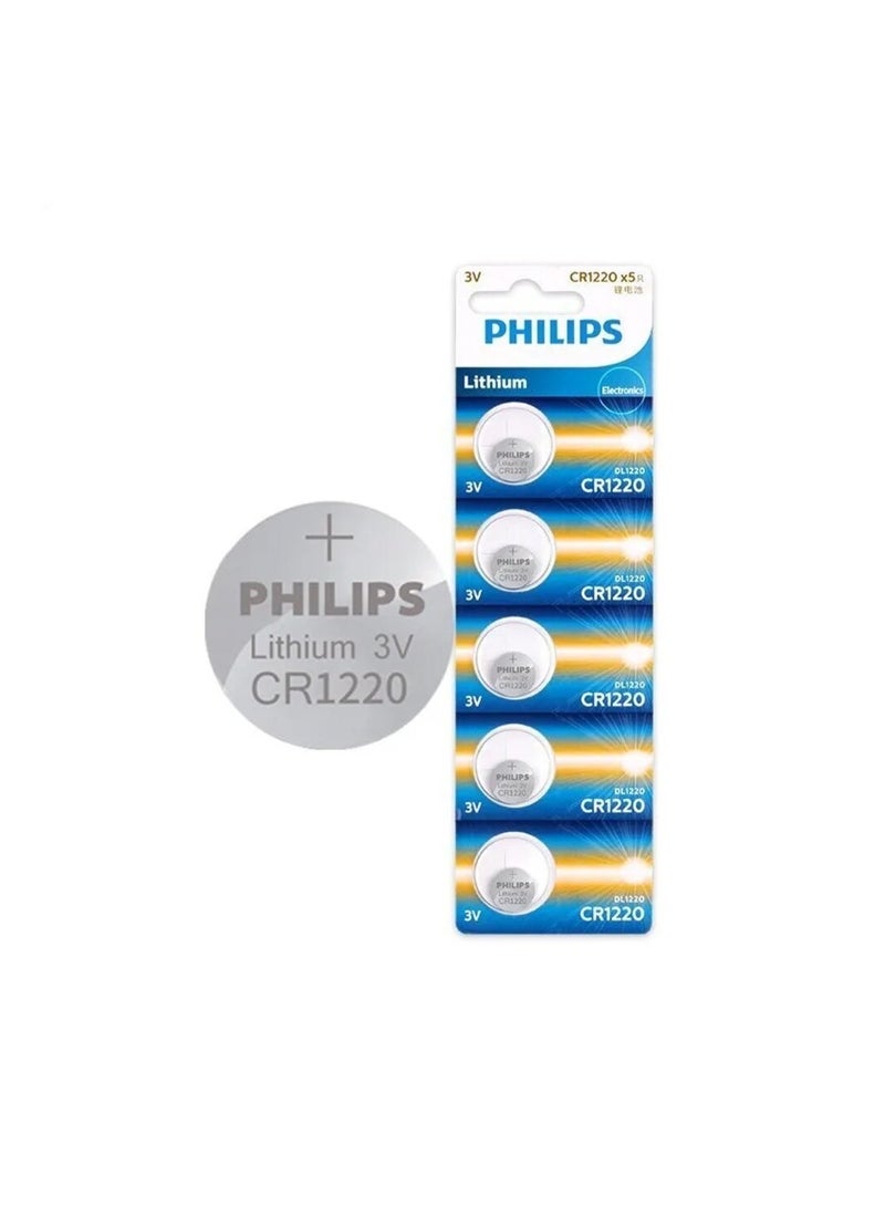 Philips 5-Pieces CR1220 Lithium Cell 3V Batteries Silver - Image 3