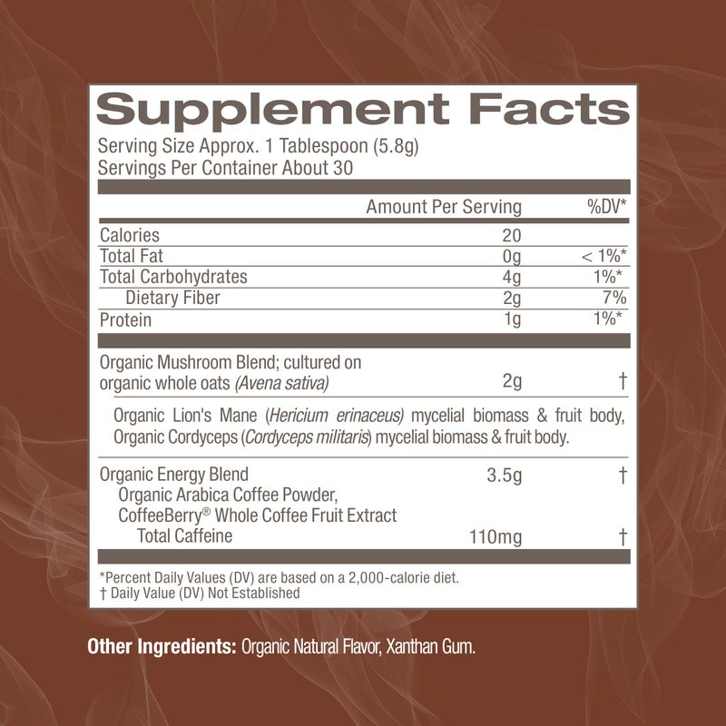 OM Mushroom Superfood Coffee Blend Mushroom Powder, 6.24 Ounce Canister, 30 Servings, Organic Arabica Beans, Lion's Mane, Cordyceps, Turkey Tail, Ginkgo Biloba, Supports Energy and Focus - Image 3