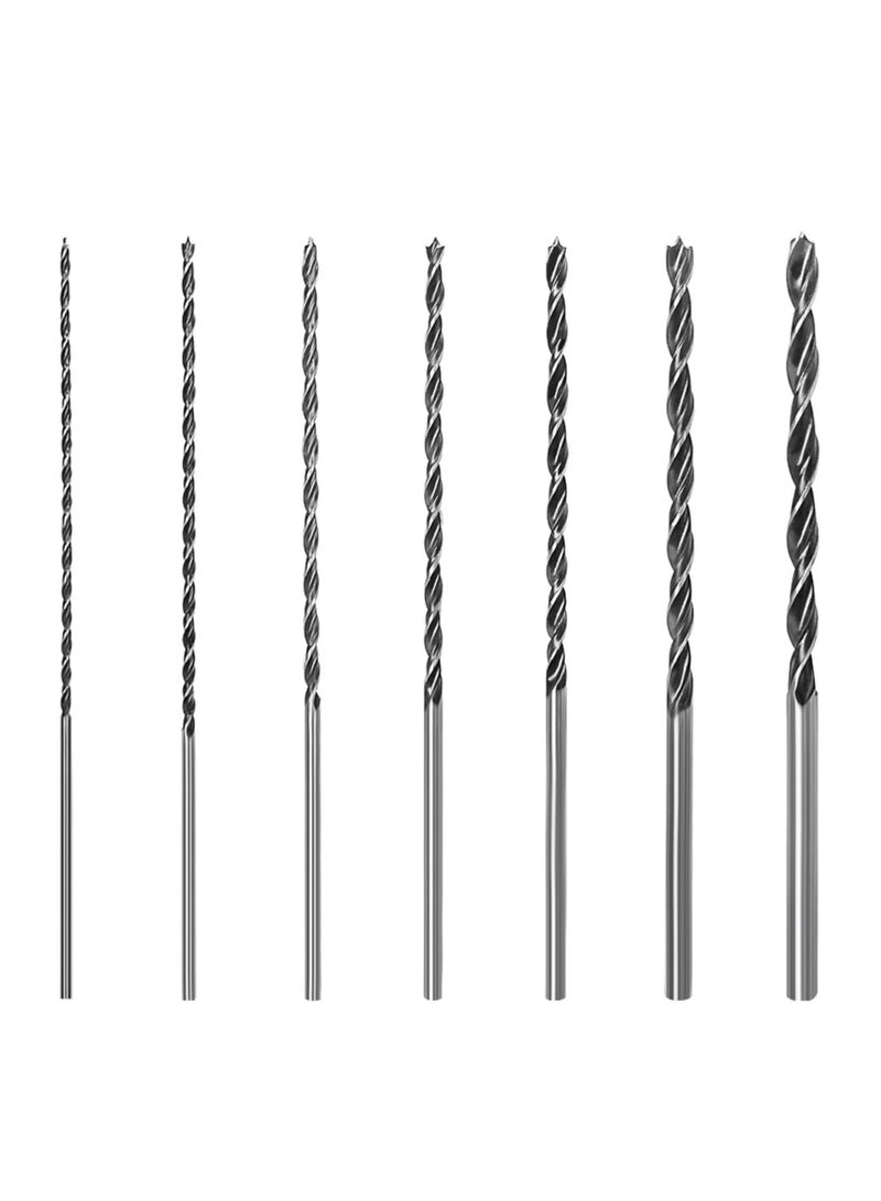7 Pieces Extra Long Brad Point Drill Bits, for Drywall, Hardwood, Plywood, Composite Materials and Plastic - Image 1